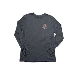 VOLCOM Surfer/Skater Long sleeve t-shirt; Large, Skeleton under Burning Palm